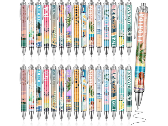 Sayglossy 30 Pcs Florida Travel Ballpoint Pens Florida Souvenirs Gifts American Travel Pen Bulk Retractable USA Souvenirs for Office Supplies...