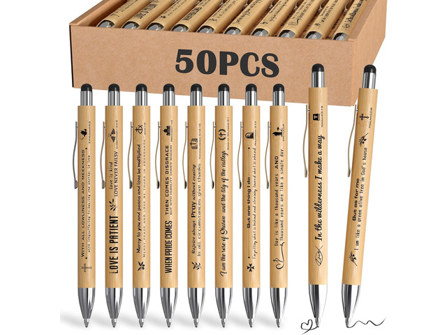 Christian Inspirational Pens With Bible Verse Stylus Ballpoint Pens Black Ink Bulk Motivational Christian Gifts for Women Men Bible Study Supplies...