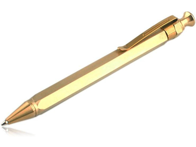 Six-Edge Solid Brass Pen, Sign Pen Ballpoint Pen with Clip