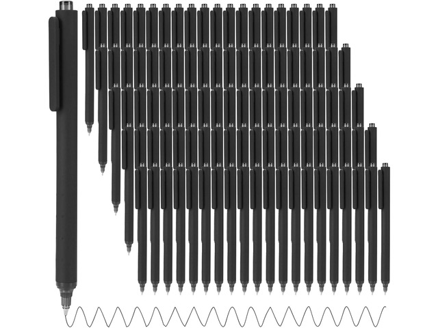 WY WENYUAN 100 Pcs Black Pens Bulk, 1.0mm Bold Point Quick Drying Ballpoint Pens, Retractable Bulk Pens for Smooth Writing, Ideal for School,...