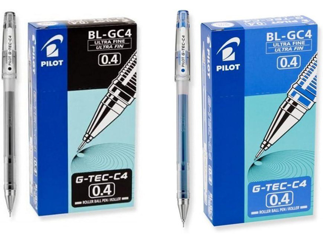 Pilot G-Tec-C4 Gel Rolling Ball Pens, Ultra Fine Point Bundle, 1 Dozen Blue, 1 Dozen Black