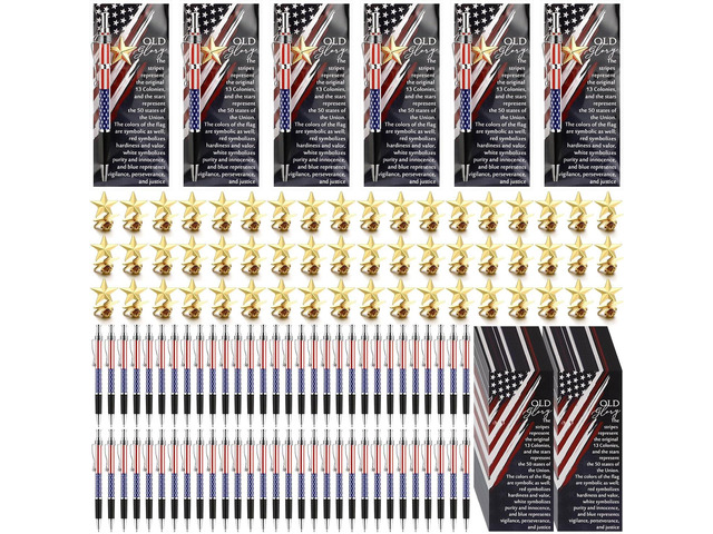 Sayglossy 300 Pcs 100 Sets 4th of July Gifts Bulk Patriotic American Flag Pens Star Pins Bookmarks 250th Anniversary Independence Day Gifts USA...