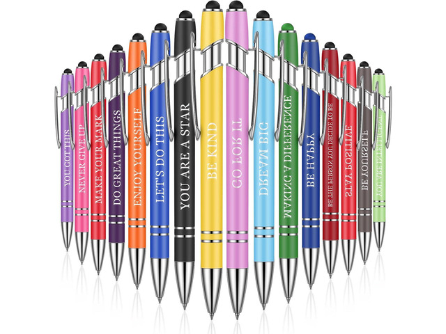 Sherr 80 Pcs Motivational Inspirational Quotes Ballpoint Pens with Stylus Tip 5.6 Inch Funny Ink Pen Bulk Inspirational Gifts for nurse Women...