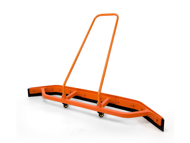 Heavy Duty Commercial Floor Squeegee with Wheels, Extra Wide 59' Curved Water Squeegee with 37' Push Handle, Orange Metal Frame & Black Blade for...