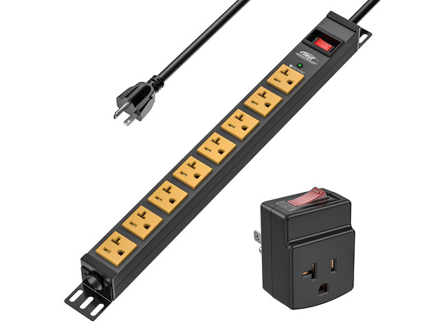 20A Heavy Duty Power Strip, 8-Outlet Metal Surge Protector, ETL Listed 2100J Surge Protection,12AWG 6FT Cord, True 20A Internal Wiring, 5-15P to...