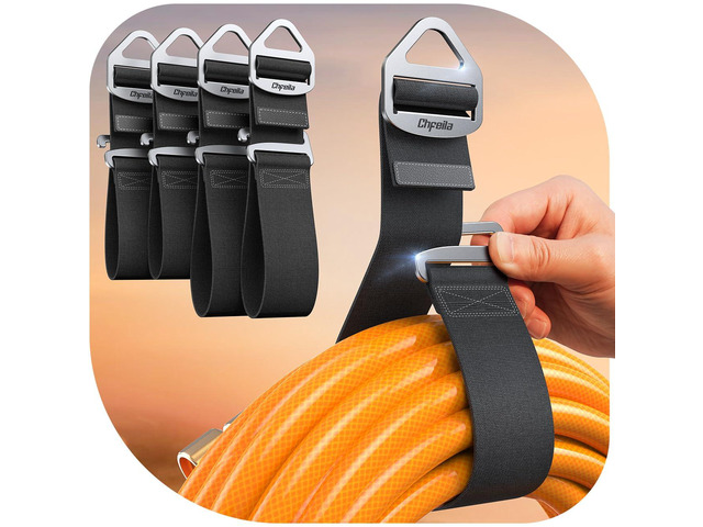 4 Pack Extension Cord Holder Organizer, Auto Lock Cable Straps Heavy Duty Extension Cord Hanger for Garage Storage and Organization, Garden Hose...