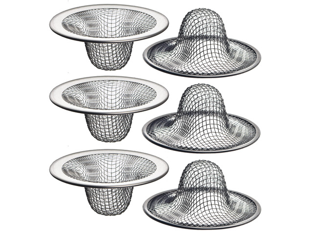 6 Pack - 2.125' Top / 1' Basket- Mesh Sink Drain Strainer Hair Catcher for Bathroom Sink, Utility, Slop, Laundry, RV and Lavatory