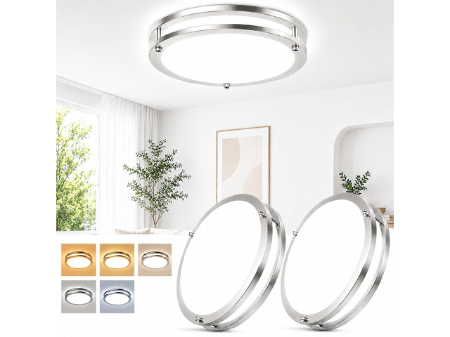 13in 36W Dimmable LED Ceiling Lights, 2-Pack 3600lm Super Bright Energy-Efficient Flush Mount Light Fixture, 2700K-6500K 5CCT Adjustable Modern...