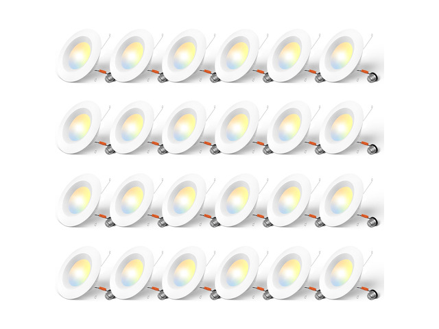 24 Pack 5/6 inch LED Recessed Lighting, Retrofit Can Lights, White Baffle Trim, Dimmable, 12.5W=100W, 950LM, 5CCT-2700K/3000K/4000K/5000K/6000K...