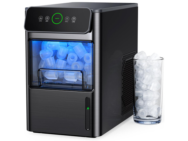 Portable Countertop Ice Maker - 20lbs of Bullet Ice per Day, Makes Ice in 6 Minutes, Stainless Steel with Visible Water Level Window, Ideal for...