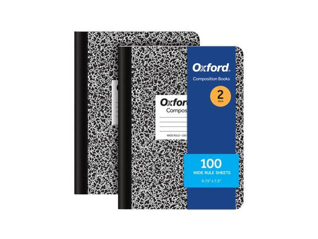 Composition Notebooks, 9-3/4 x 7-1/2 Inch School Journals, Wide Ruled Paper, Black Marble Covers, 100 Sheets per Book, 2 Pack (1002516)