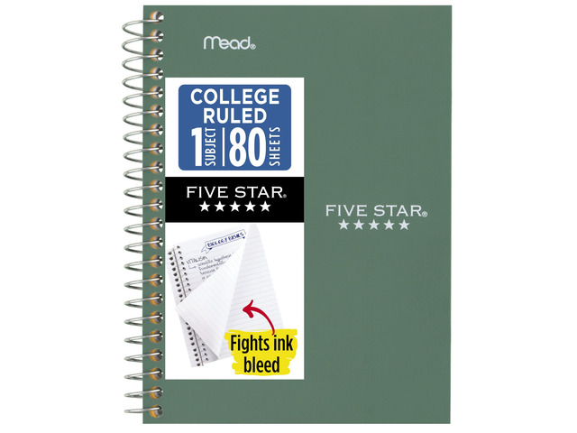 Spiral Notebook, 1 Subject, College Ruled Paper, 4-3/8' x 7', Small Size, 80 Sheets, Fights Ink Bleed, Water Resistant Cover, Seaglass Green...