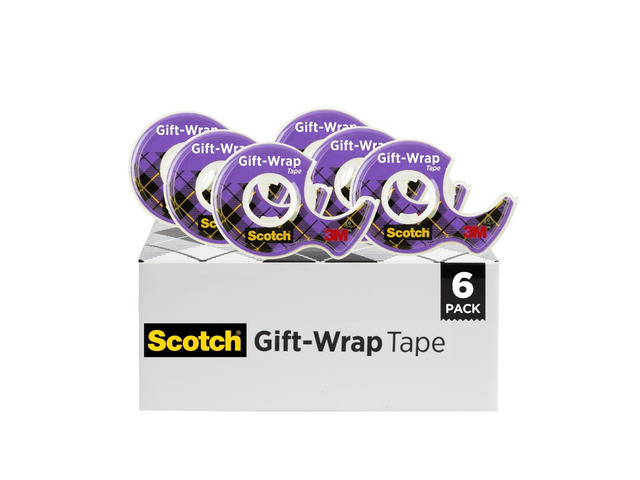 Gift Wrap Tape, 6 Rolls, The Go-To Tape for the Holidays, 3/4 x 650 Inches, Dispensered (615-GW)