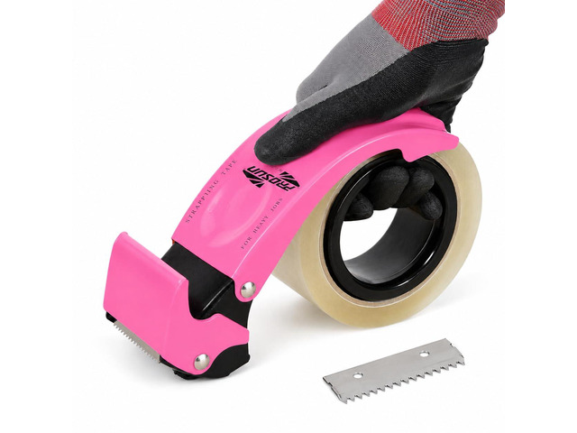 PROSUN Blade Safety Cover 2 Inch Professional Packing Tape Dispenser Packaging Metal Handheld Tape Gun Sealing Cutter TG11 Pink