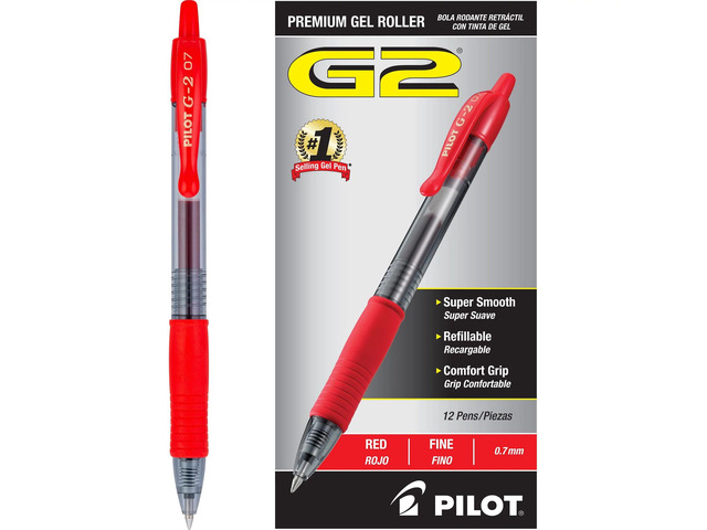 G2 Fine Point Red Gel Ink Pens, Dozen Box, 31022
