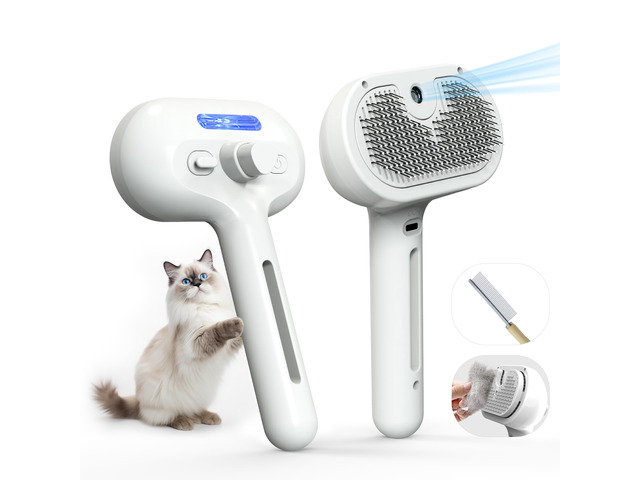 Pet Grooming Brush with Electronic Mist Spray - Gentle Deshedding Tool for Cats & Dogs, Pet Steam BrushReduces Shedding, Soft Bristles, Promotes...