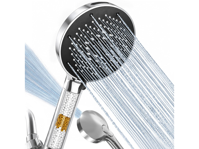 High Pressure Filtered Handheld Shower Head 9 Spray1 filter Removes Chlorine and Hard Water Impurities, Power Wash Mode, Anti-Clog Soft Silicone...