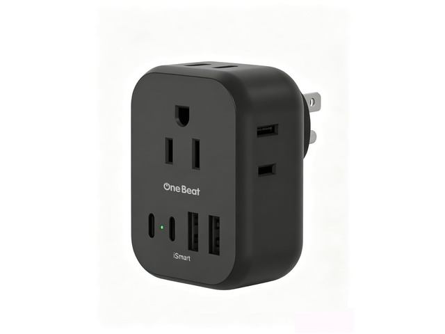 Travel Cruise Ship Essentials, Mini Multi Plug Wall Outlet Extender, Black 4 Outlets 4 USB Ports(2 USB C) Plug Adapter, Cruise Ship Power Strip Non...