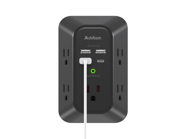 5-Outlet Extender Surge Protector, Multi Plug Wall Outlet with 4 USB Wall Charger(2 USB C), Outlet Splitter Power Strip for Home Office Dorm Room...
