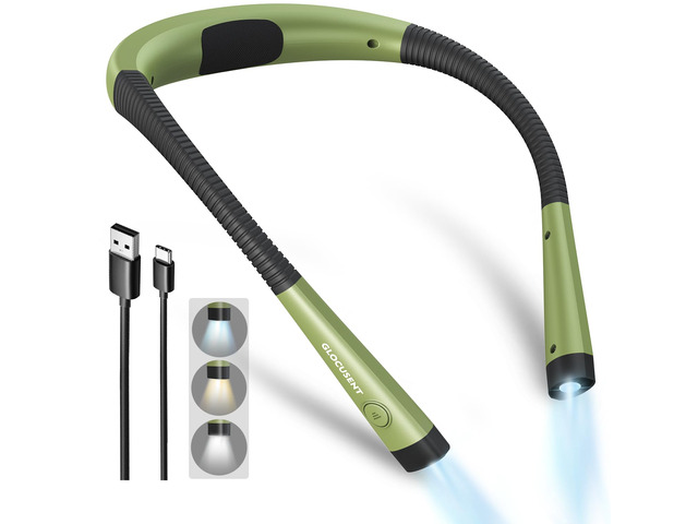 Reading Light LED Neck Light,80-hr Rechargeable Book Light 3-Color & 6-Brightness,USB-C,Green Neck Reading...