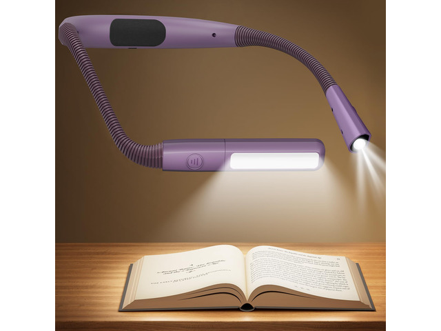 Bendable Neck Light, 100 Hours Reading Light for Book Lover Gifts Hands-Free, Knitting, Crafting, Repairing, 5-Color, Stepless Dimming, Ergonomic,...