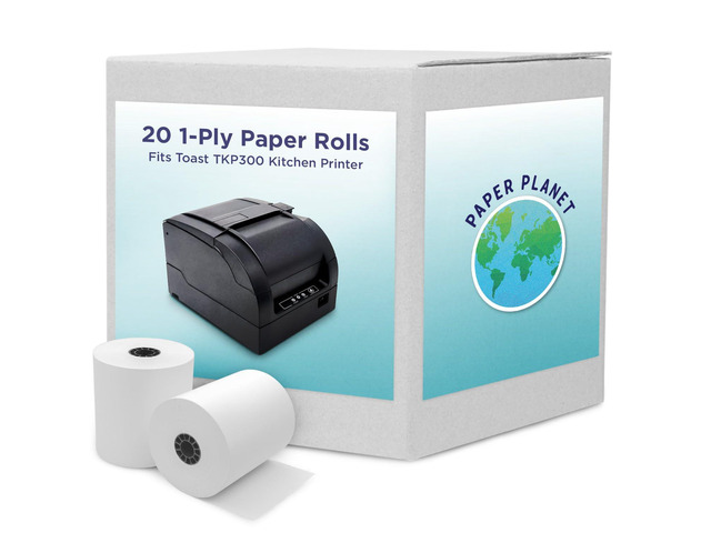 White Bond Paper for Toast TKP300 Kitchen Printer 20 Rolls 1-Ply White Bond Paper, Compatible with Toast Kitchen Printer, Fits TKP300 SNBC BTP-M300