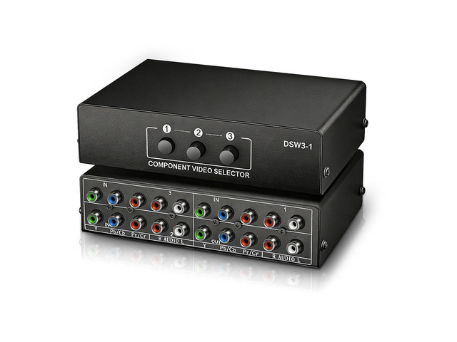 3 in 1 Out Component AV Video Switch Box 1080P, 3 Way Composite 3 RCA AV Splitter RGB Selector Video Audio Switch Converter, for Xbox 360 Wii PS3...