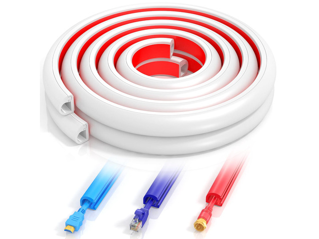 157 Inch Self-Adhesive TV Cable Hider, Home Audio Flexible Wire Cord Management, RG6 Coaxial Cable Raceways, HDMI Cable Cord Hider, White (4m)