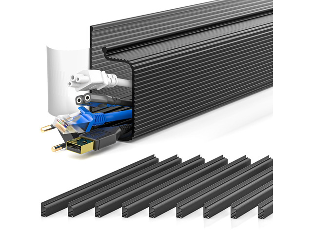 157in Cable Management Cord Organizer, Cable Raceway, Black Under Desk,Easy Install Self-Adhesive Cord Hider, Cable Organizer, Cable Hider for...