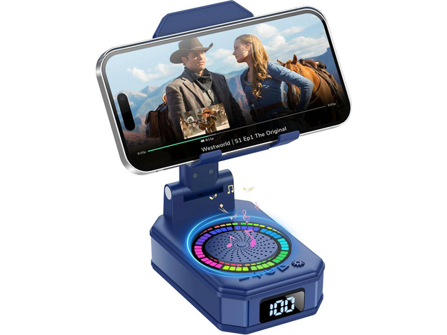 Gifts for Men Women, Cell Phone Stand with Wireless Bluetooth Speaker and Colorful LED Lights, Anti-Slip Base HD Surround Sound, Home and Outdoors...