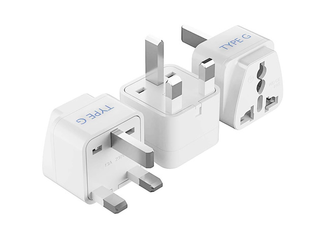 UK Adapters for Travel - Type G, Grounded, Universal Input, 3 Pack UK Travel Plug Adapter, UK Adapter for Ireland, UAE & Hong Kong, Type G Adapter...