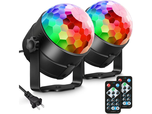 2-Pack Sound Activated Party Lights with Remote, Disco Ball Strobe DJ Strobe Light for Home Room Dance Party Supplies White Elephant Gifts...