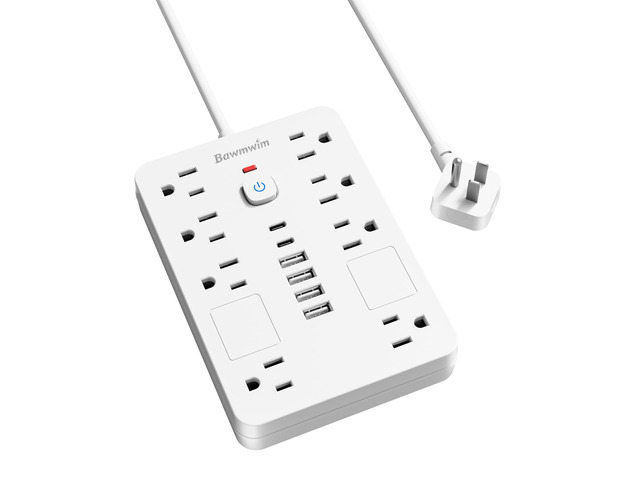 6FT Surge Protector Power Strip Extension Cord with 8 Outlets& 6 USB Ports 6FT Flat Plug Extension Cord with 8 Outlets & 6 USB (2 USB C),Wall Mount...