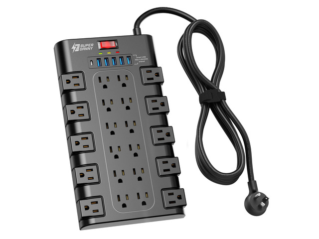Power Strip Surge Protector, 22 AC 6 USB, 2100J, 8Ft, 1875W/15A 5A1C, Heavy Duty Extension Cord with Multiple Outlets, Flat Plug Outlet Extender...