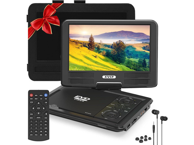 11.5' Portable DVD Player with 9.5' Swivel Screen, 5-Hours Rechargeable Battery, Car DVD Player for Kids,Supports SD Card/USB/CD/DVD and Multiple...