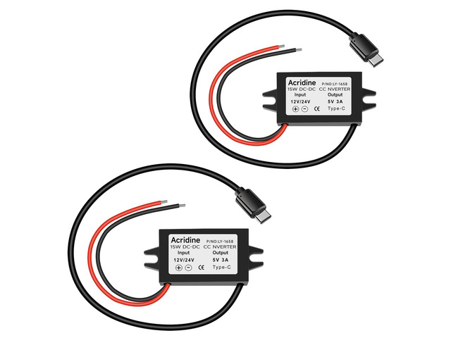 DC 12V/24V to 5V USB C Buck Converter 3A 15W Type-C Output Charging Module Waterproof Buck Power Adapter Compatible with Raspberry Pi 4, Mobile...