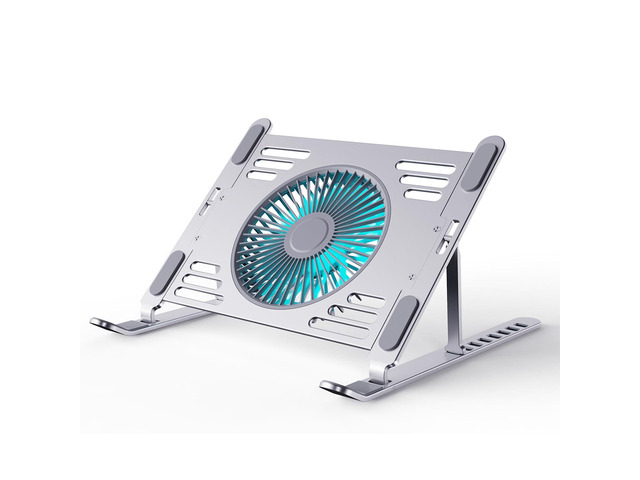 Portable Laptop Cooling Stand, Foldable & Adjustable Aluminum Stand with 3 Speed Powerful Quiet Fans, Ultra-Lightweight Ergonomic Cooling Pad for...