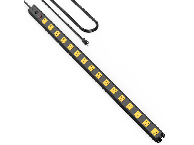 16 Outlet Long Power Strip, 12 Gauge Extension Cord. Yellow, 6FT. Heavy Duty, Surge Protector, High Amp, Wide Spaced Multiple Outlets for Home,...