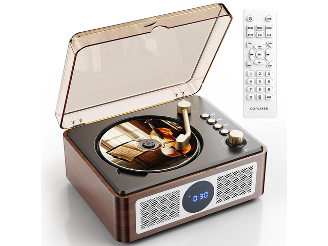 Portable CD Player Bluetooth with Speakers - Desktop CD Players for Home, Built-in Dual Stereo Speakers, FM Radio, Repeat, Remote Control, Supports...