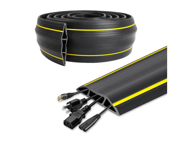 20 Ft Heavy Duty Floor Cord Cover Cable Protector, 3 Channels Protect Cords and Prevent a Trip Hazard Conceal Wires at Home, Office, Warehouse,...