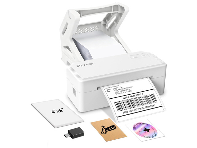 Bluetooth Thermal Label Printer w/ Stand, 4x6 Shipping Label Printer Wireless Label Printer for Small Business, Supports iPhone Android Windows &...