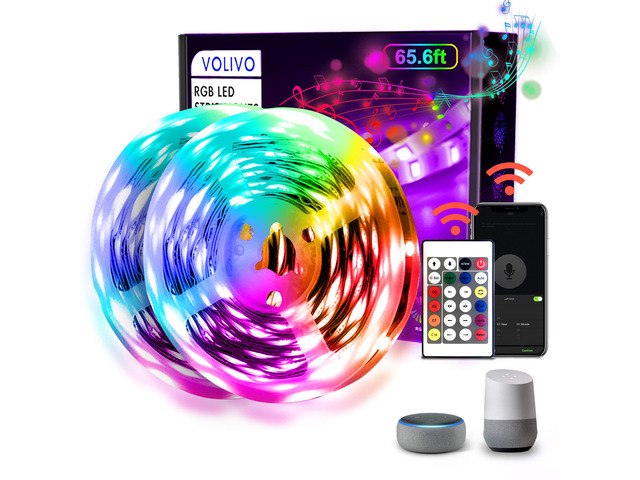 65.6 FT WiFi LED Strip Lights,LED Light Strip Compatible with Alexa and Google Home,App/Remote/Voice Controlled Music Sync Color Changing Lighting...