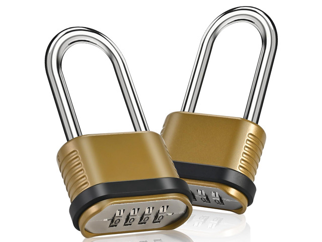 4 Digit Heavy Duty Combination Lock - 105mm Long Shackle Weatherproof Combination Padlock, Outdoor Combo Lock for Storage Units, Gym Lockers, Fence...