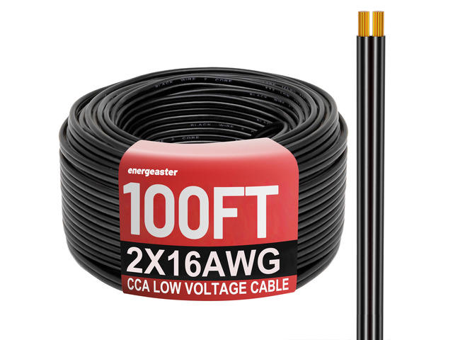 100FT 16 Gauge 16/2 Low Voltage Landscape Wire Black 16AWG 2 Conductors Outdoor Low-Voltage Cable Direct Burial Hookup LED Lighting Strips Flexible...