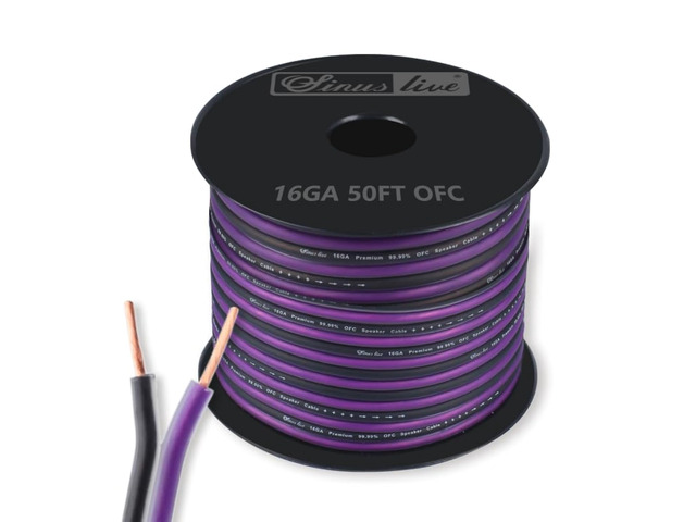 16-18AWG OFC(Oxygen Free Copper) Speaker Wire Great use for Home Theater Speakers and Car Speakers, Purple and Black (50FT OFC)