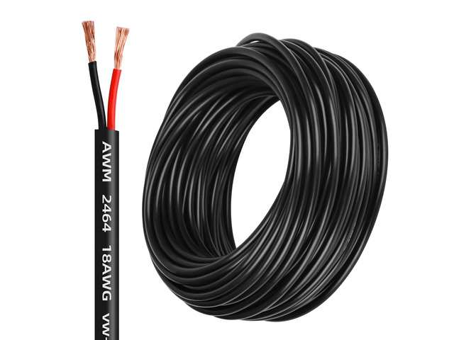 18 Gauge 2 Conductor PVC Cord, Oxygen-Free Copper Cable, 50FT Pure Copper Electrical Wire for LED Lamp Lighting Strips, Automotive