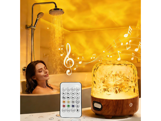 Spa-Like Shower Lamp, Bluetooth Speaker Waterproof Lamp, Rechargeable Lumena Lamp with Remote & Touch Control, 16 Colors Ocean Wave Projector Light...