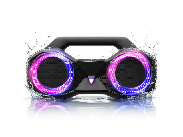 Outdoor Bluetooth Speaker: 80W Peak Powerful Loud Bass Sound, Wireless 20H Playtime IPX7 Waterproof RGB Lights - Portable Handle with TWS Pairing...