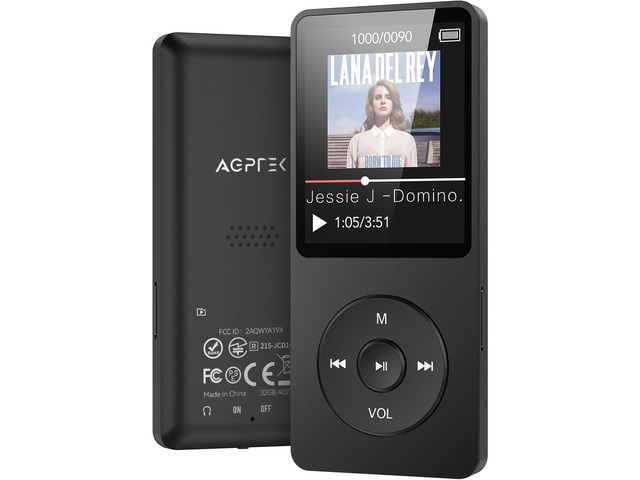 A02 32GB MP3 Player, 70 Hours Playback Music Player(Black) No Bluetooth, Lossless Sound, Supports up to 128GB