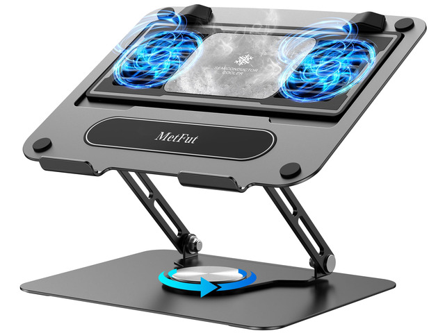 Laptop Cooling Pad with Fan Laptop Cooler Cooling Laptop Stand Black Adjustable Height & Angle,360Rotation Base, Ultra-Quiet,Carbon Steel Framework...